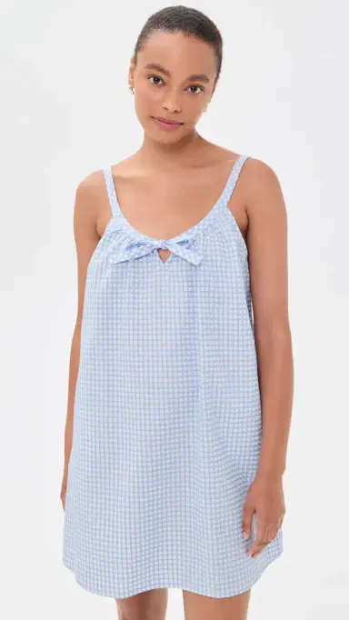 POSSE Lila Mini Dress Blue Gingham | Thumbnail 2 POSSE Lila Mini Dress Blue Gingham | Thumbnail 2