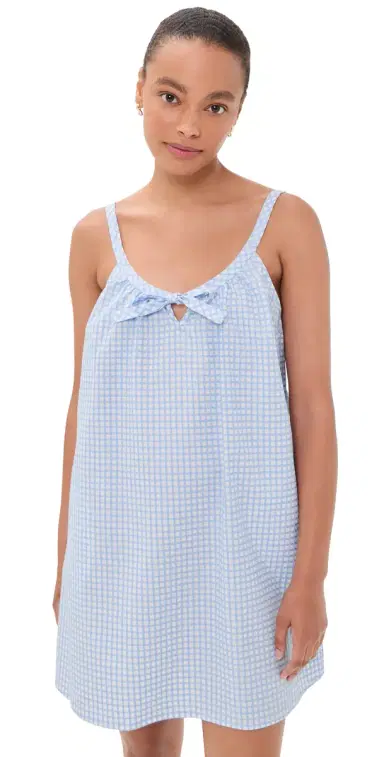 POSSE Lila Mini Dress Blue Gingham | Thumbnail 1 POSSE Lila Mini Dress Blue Gingham | Thumbnail 1