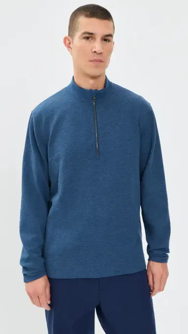 Greyson Troy Textured Fleece Quarter Zip hirt Midnight Falcon | Thumbnail 2 Greyson Troy Textured Fleece Quarter Zip hirt Midnight Falcon | Thumbnail 2