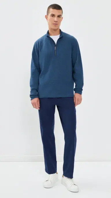 Greyson Troy Textured Fleece Quarter Zip hirt Midnight Falcon | Thumbnail 5 Greyson Troy Textured Fleece Quarter Zip hirt Midnight Falcon | Thumbnail 5