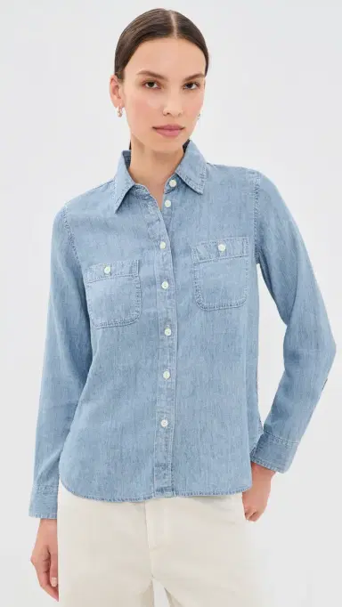 Faherty Tried & Truechambray Classic Buttondown id Wash | Thumbnail 2 Faherty Tried & Truechambray Classic Buttondown id Wash | Thumbnail 2