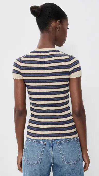 Madewell Short-Sleeve Cardigan Pale Chamois Multi tripe | Thumbnail 3 Madewell Short-Sleeve Cardigan Pale Chamois Multi tripe | Thumbnail 3