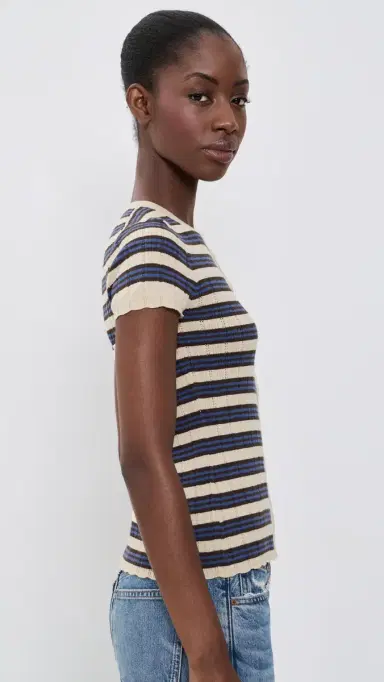 Madewell Short-Sleeve Cardigan Pale Chamois Multi tripe | Thumbnail 4 Madewell Short-Sleeve Cardigan Pale Chamois Multi tripe | Thumbnail 4