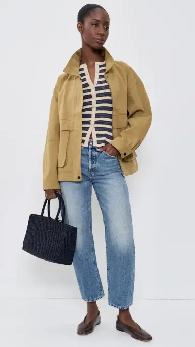 Madewell Short-Sleeve Cardigan Pale Chamois Multi tripe | Thumbnail 5 Madewell Short-Sleeve Cardigan Pale Chamois Multi tripe | Thumbnail 5