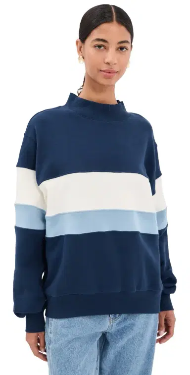 PARKE Vintage Stripe Sweatshirt Denim | Thumbnail 1 PARKE Vintage Stripe Sweatshirt Denim | Thumbnail 1