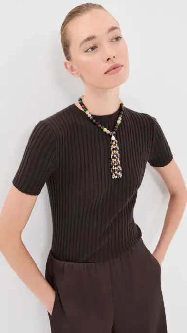 The Elder Statesman uperlight Cashmere Ellie Rib Knit Tee Espresso | Thumbnail 2 The Elder Statesman uperlight Cashmere Ellie Rib Knit Tee Espresso | Thumbnail 2