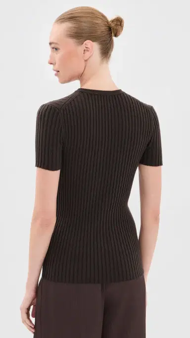 The Elder Statesman uperlight Cashmere Ellie Rib Knit Tee Espresso | Thumbnail 3 The Elder Statesman uperlight Cashmere Ellie Rib Knit Tee Espresso | Thumbnail 3