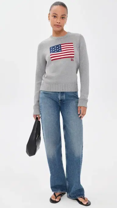 Polo Ralph Lauren Roving UA Flag Sweater Drift Grey Melange | Thumbnail 5 Polo Ralph Lauren Roving UA Flag Sweater Drift Grey Melange | Thumbnail 5