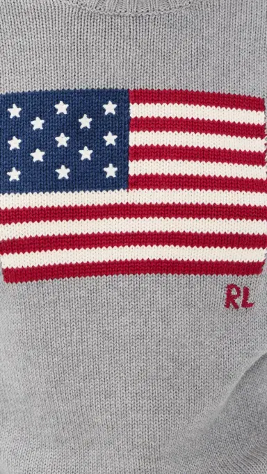 Polo Ralph Lauren Roving UA Flag Sweater Drift Grey Melange | Thumbnail 6 Polo Ralph Lauren Roving UA Flag Sweater Drift Grey Melange | Thumbnail 6