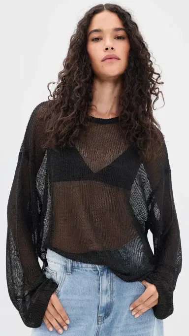 LIONESS Bloom Long Sleeve Sweater Noir | Thumbnail 2 LIONESS Bloom Long Sleeve Sweater Noir | Thumbnail 2