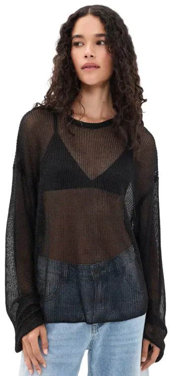 LIONESS Bloom Long Sleeve Sweater Noir | Thumbnail 1 LIONESS Bloom Long Sleeve Sweater Noir | Thumbnail 1