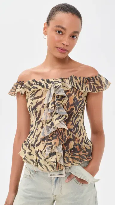LIONESS Timeless Ruffle Top Tiger | Thumbnail 2 LIONESS Timeless Ruffle Top Tiger | Thumbnail 2