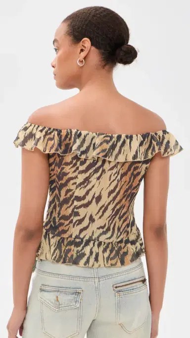 LIONESS Timeless Ruffle Top Tiger | Thumbnail 3 LIONESS Timeless Ruffle Top Tiger | Thumbnail 3