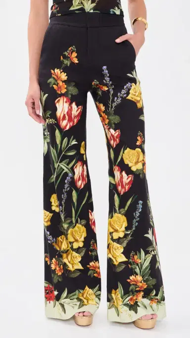ALICE + OLIVIA Dylan Wide Leg Pants Desert Springs Black | Thumbnail 2 ALICE + OLIVIA Dylan Wide Leg Pants Desert Springs Black | Thumbnail 2