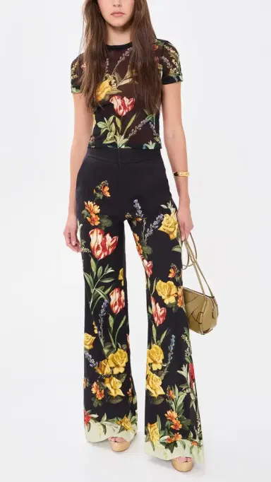 ALICE + OLIVIA Dylan Wide Leg Pants Desert Springs Black | Thumbnail 5 ALICE + OLIVIA Dylan Wide Leg Pants Desert Springs Black | Thumbnail 5