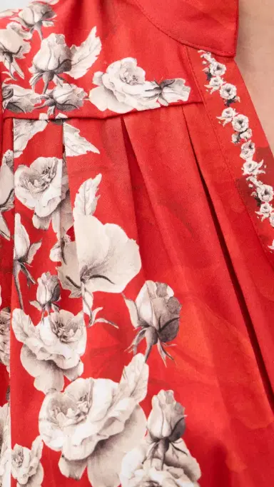 ALICE + OLIVIA Cora Tiered ini Shirt Dress Rose Garden Lg Hibiscus | Thumbnail 6 ALICE + OLIVIA Cora Tiered ini Shirt Dress Rose Garden Lg Hibiscus | Thumbnail 6