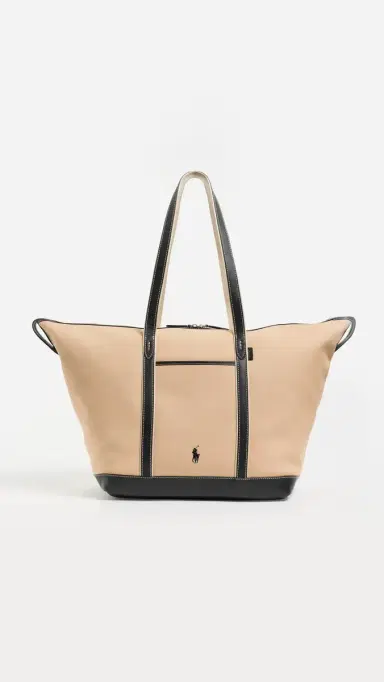 Polo Ralph Lauren Large Canvas Tote Bag Porcelain/Black One Size | Thumbnail 2 Polo Ralph Lauren Large Canvas Tote Bag Porcelain/Black One Size | Thumbnail 2