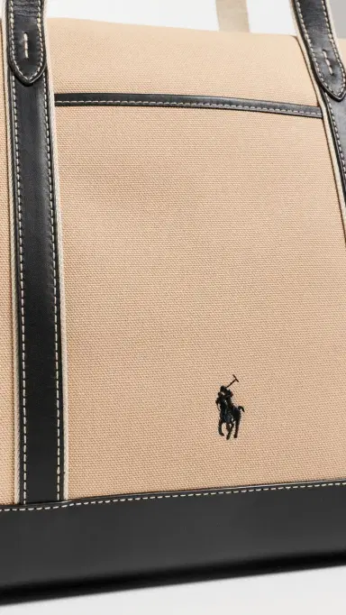 Polo Ralph Lauren Large Canvas Tote Bag Porcelain/Black One Size | Thumbnail 5 Polo Ralph Lauren Large Canvas Tote Bag Porcelain/Black One Size | Thumbnail 5