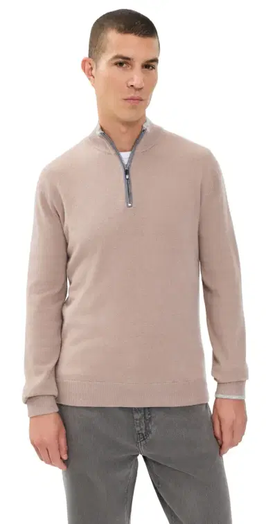 Greyson ebonack Quarter Zip weater Cobblestone | Thumbnail 1 Greyson ebonack Quarter Zip weater Cobblestone | Thumbnail 1