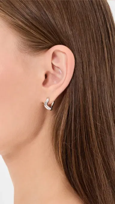 Charlotte Chesnais Petite Wave Hoop Earrings Silver One Size | Thumbnail 3 Charlotte Chesnais Petite Wave Hoop Earrings Silver One Size | Thumbnail 3