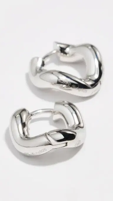 Charlotte Chesnais Petite Wave Hoop Earrings Silver One Size | Thumbnail 4 Charlotte Chesnais Petite Wave Hoop Earrings Silver One Size | Thumbnail 4