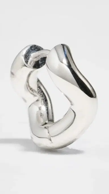 Charlotte Chesnais Petite Wave Hoop Earrings Silver One Size | Thumbnail 5 Charlotte Chesnais Petite Wave Hoop Earrings Silver One Size | Thumbnail 5