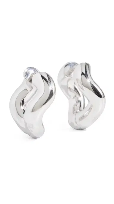 Charlotte Chesnais Petite Wave Hoop Earrings Silver One Size | Thumbnail 6 Charlotte Chesnais Petite Wave Hoop Earrings Silver One Size | Thumbnail 6