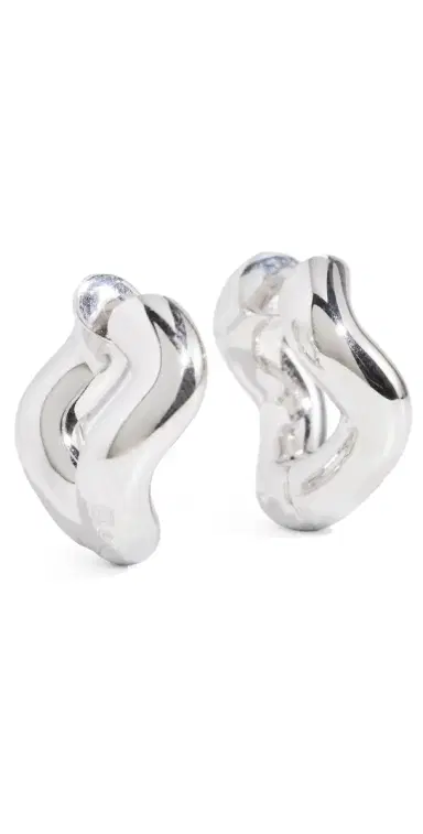 Charlotte Chesnais Petite Wave Hoop Earrings Silver One Size | Thumbnail 1 Charlotte Chesnais Petite Wave Hoop Earrings Silver One Size | Thumbnail 1