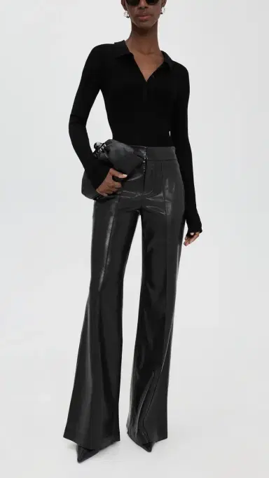 ALICE + OLIVIA Dylan Faux Leather High Waisted Wide Leg Pants Black | Thumbnail 5 ALICE + OLIVIA Dylan Faux Leather High Waisted Wide Leg Pants Black | Thumbnail 5