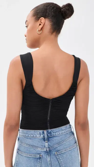 ALICE + OLIVIA Renee heer oft Ruched Tank Thong Bodysuit Black | Thumbnail 3 ALICE + OLIVIA Renee heer oft Ruched Tank Thong Bodysuit Black | Thumbnail 3