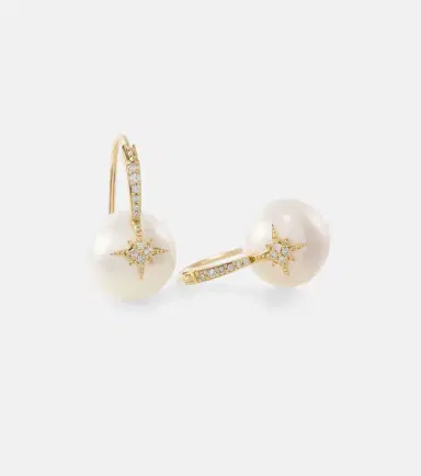 Sydney Evan Starburst 14kt gold earrings with diamonds and pearls | Thumbnail 5 Sydney Evan Starburst 14kt gold earrings with diamonds and pearls | Thumbnail 5