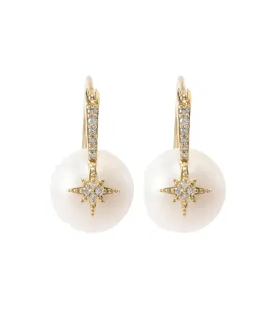 Sydney Evan Starburst 14kt gold earrings with diamonds and pearls | Thumbnail 1 Sydney Evan Starburst 14kt gold earrings with diamonds and pearls | Thumbnail 1