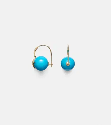 Sydney Evan Starburst 14kt gold earrings with turquoise and diamonds | Thumbnail 2 Sydney Evan Starburst 14kt gold earrings with turquoise and diamonds | Thumbnail 2