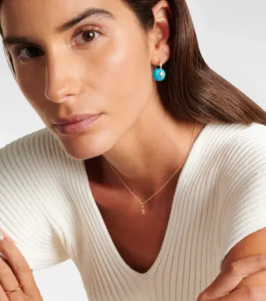Sydney Evan Starburst 14kt gold earrings with turquoise and diamonds | Thumbnail 4 Sydney Evan Starburst 14kt gold earrings with turquoise and diamonds | Thumbnail 4