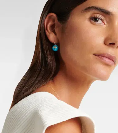 Sydney Evan Starburst 14kt gold earrings with turquoise and diamonds | Thumbnail 5 Sydney Evan Starburst 14kt gold earrings with turquoise and diamonds | Thumbnail 5