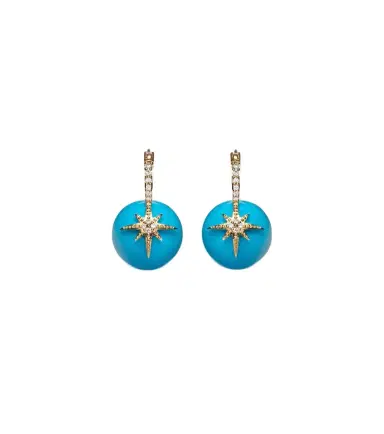 Sydney Evan Starburst 14kt gold earrings with turquoise and diamonds | Thumbnail 1 Sydney Evan Starburst 14kt gold earrings with turquoise and diamonds | Thumbnail 1