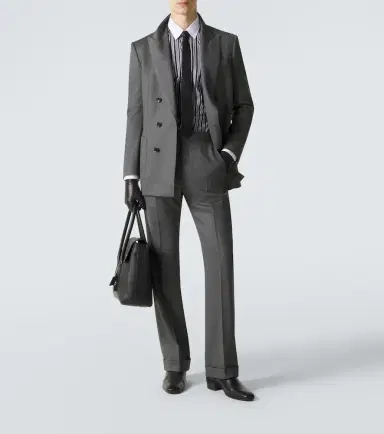 Tom Ford Mouliné wool twill straight pants | Thumbnail 3 Tom Ford Mouliné wool twill straight pants | Thumbnail 3