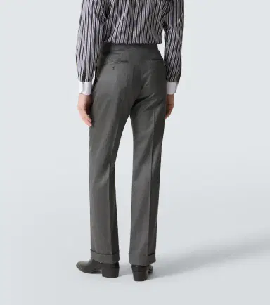 Tom Ford Mouliné wool twill straight pants | Thumbnail 4 Tom Ford Mouliné wool twill straight pants | Thumbnail 4
