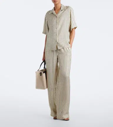 Versace Meandros silk twill wide-leg pants | Thumbnail 3 Versace Meandros silk twill wide-leg pants | Thumbnail 3