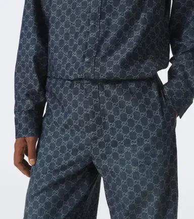 Gucci GG cotton chambray jacquard wide-leg pants | Thumbnail 2 Gucci GG cotton chambray jacquard wide-leg pants | Thumbnail 2