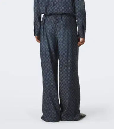 Gucci GG cotton chambray jacquard wide-leg pants | Thumbnail 3 Gucci GG cotton chambray jacquard wide-leg pants | Thumbnail 3