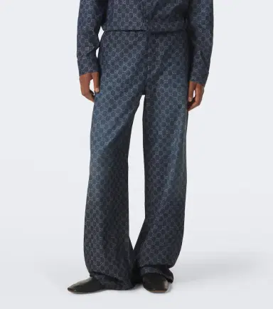 Gucci GG cotton chambray jacquard wide-leg pants | Thumbnail 4 Gucci GG cotton chambray jacquard wide-leg pants | Thumbnail 4