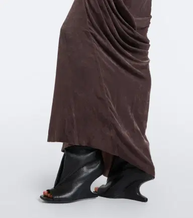 Rick Owens Strutter draped gathered velvet maxi dress | Thumbnail 3 Rick Owens Strutter draped gathered velvet maxi dress | Thumbnail 3