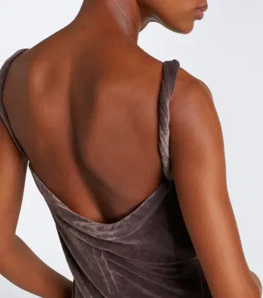 Rick Owens Strutter draped gathered velvet maxi dress | Thumbnail 4 Rick Owens Strutter draped gathered velvet maxi dress | Thumbnail 4