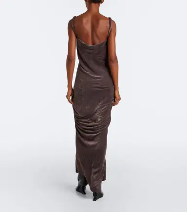 Rick Owens Strutter draped gathered velvet maxi dress | Thumbnail 5 Rick Owens Strutter draped gathered velvet maxi dress | Thumbnail 5
