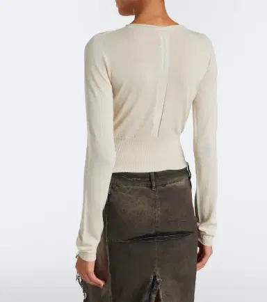 Rick Owens Slashed cut-out cropped virgin wool sweater | Thumbnail 2 Rick Owens Slashed cut-out cropped virgin wool sweater | Thumbnail 2