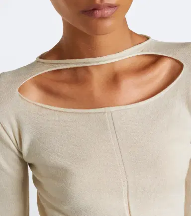 Rick Owens Slashed cut-out cropped virgin wool sweater | Thumbnail 6 Rick Owens Slashed cut-out cropped virgin wool sweater | Thumbnail 6