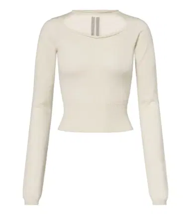 Rick Owens Slashed cut-out cropped virgin wool sweater | Thumbnail 1 Rick Owens Slashed cut-out cropped virgin wool sweater | Thumbnail 1