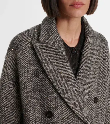Brunello Cucinelli Herringbone wool-blend coat | Thumbnail 7 Brunello Cucinelli Herringbone wool-blend coat | Thumbnail 7