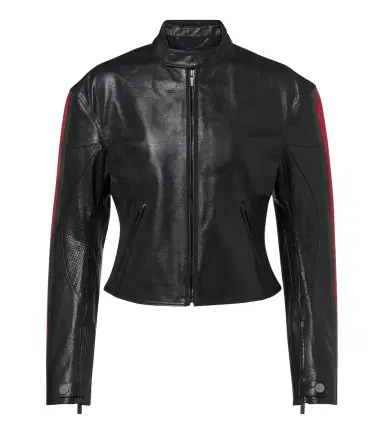 Gucci Web Stripe leather biker jacket | Thumbnail 1 Gucci Web Stripe leather biker jacket | Thumbnail 1
